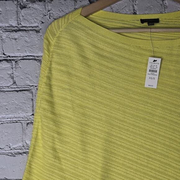 Talbots Yellow Knit Cotton Blend Asymmetrical Poncho New Size XS/S - Picture 5 of 11